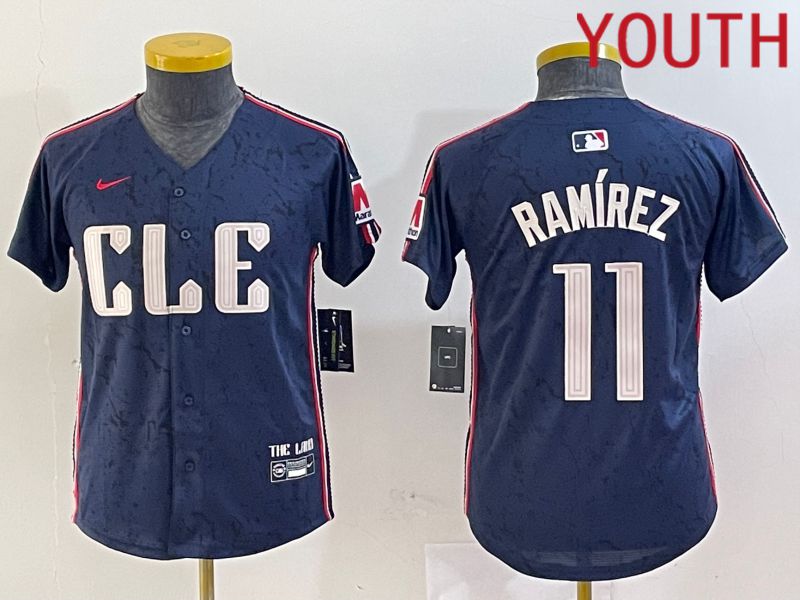Youth Cleveland Indians #11 Ramirez Blue City Edition Nike 2024 MLB Jersey style 7->youth mlb jersey->Youth Jersey